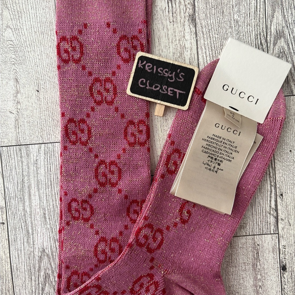💯 Authentic Gucci Sheen Roseate Pink Socks M 20-22cm 6-7